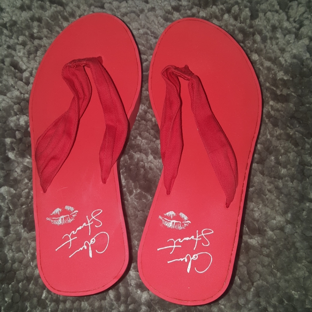 Colin Stuart sandals wedges size 5 pink red New